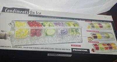 Ice Chilled Condiments Server 5 Section Fixings Bar Chiller Container By Prodyne - Image 1 of 4