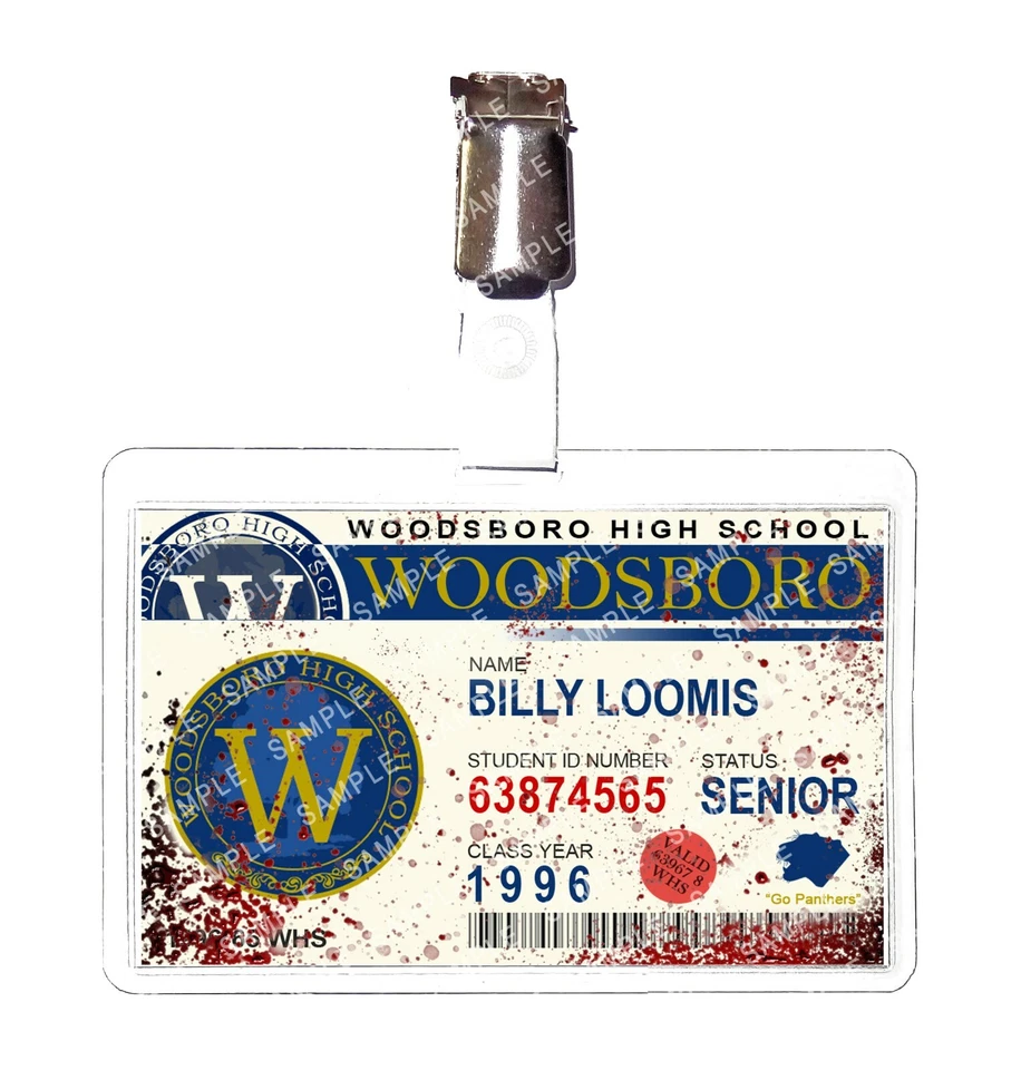 Scream Woodsboro Student ID Billy Loomis Blood Cosplay Prop Comic Con Christmas