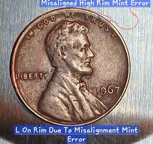 OOAKind Lincoln 1967 No Mint Mark Memorial Penny In AV50 Condition W/Rare Errors - Picture 1 of 4