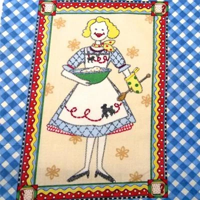 可爱厨师和家庭主妇被子或壁挂棉织物每面板22 x 28 — 第 1/4 张图片