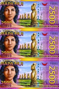 LOTE Isla de Pascua, 3 x 2500 (2.500) Rongo, 2011, Polímero, UNC - Imagen 1 de 1