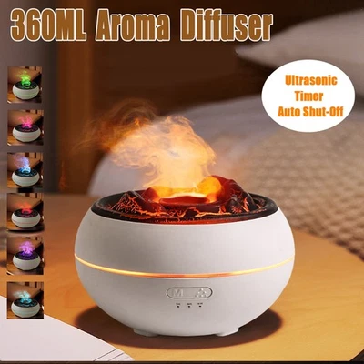 360ML Flame Essential Oil Diffuser Aroma Diffuser Humidifier Ultrasonic Mist Spa - Image 1 of 4
