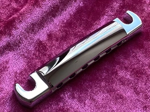 Vintage Maniacs Lightweight Aluminum Stop Tailpiece Chrome MIJ for Gibson LP DMC - Picture 1 of 6