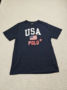 Polo Ralph Lauren Shirt Boys XL 18/20 Blue USA Short Sleeve - Picture 1 of 8