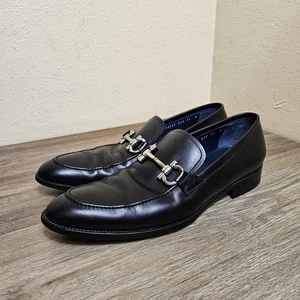 Herren Salvatore Ferragamo Schwarz Leder Pferd Gebiss Slipper Halbschuhe Schuhe Größe 11 D - Bild 1 von 20