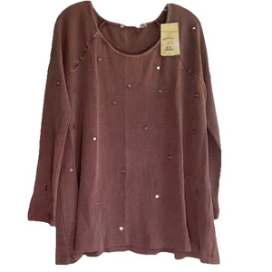 Soft Surroundings Reflections Top Gr. XL Ginger Baumwolle Langarm - Bild 1 von 9