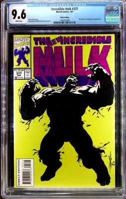 Incredible Hulk #377 (1991) CGC 9.6 NM+ WHITE 3rd Print 1st Professor Hulk RARE - Image 1 of 4