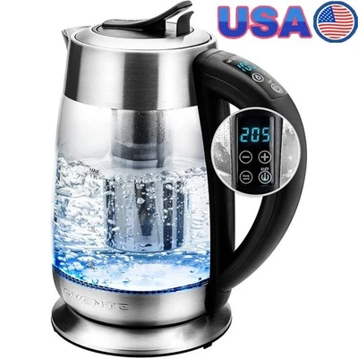 Hervidor de agua eléctrico de vidrio de 1,8 L infusor de acero inoxidable apagado automático mantener caliente 1500 W Foto 1 de 4