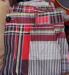 Karierte Bleistifthose Reißverschluss Gummibund Hose rot schwarz weiß gelb kariert Small - Bild 1 von 4