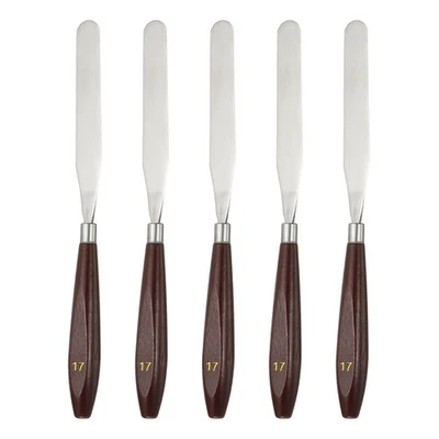 5pcs Painting Palette Knife 4.33 x 0.67 Inch Stainless Steel with Wood Handle Foto 1 de 4