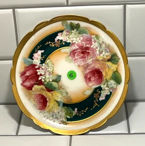 Limoges Coronet France 6" Plate • Handpainted Roses Floral Gold Trim ( Plate 6 ) - Picture 1 of 4