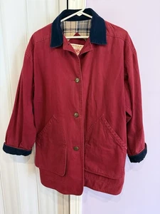 Vtg Manisha Chore/Barn Coat Cotton Unisex Sz S Red Flannel Lining Great Value - Picture 1 of 9