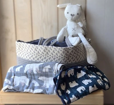 Caddy Basket Baby Bundle Set Blue Polar Bear - Image 1 of 4