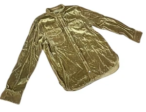 J Crew Mujer Talla 10 Terciopelo Abotonado Y2K Verde Bolsillo Cortina Manga Larga - Imagen 1 de 12