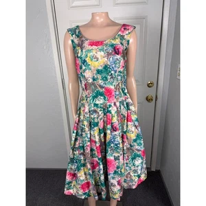 Vintage 50's Unbranded Women's Dress Floral Cotton Party Side talon zip NN12 - Picture 1 of 10