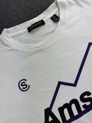 Scotch & Soda Mens White Graphic T Shirt Size Large AMS 22 Head For The Hills SS - Image 1 of 4