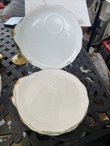 4 platos de aperitivo Royal Albert Val D'Or oro blanco porcelana de hueso 8" con 3 tazas - Imagen 1 de 6