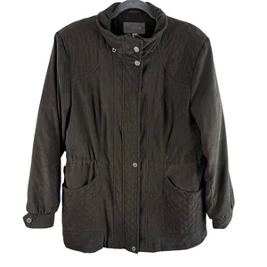 Croft & Barrow Marrón Cremallera Completa Suave Imitación Gamuza Cuello Simulado Chaqueta Bolsillos Talla L - Imagen 1 de 10