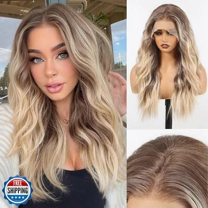 HAIRCUBE 13X4 HD Synthetic Lace Front Perücke, Ombre Blond Kleberlose Lockenperücke, N - Bild 1 von 4