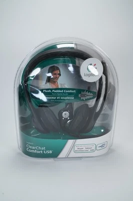 Logitech ClearChat Comfort USB Silver/Black Computer Headset w/ Mic NEW - Image 1 of 4