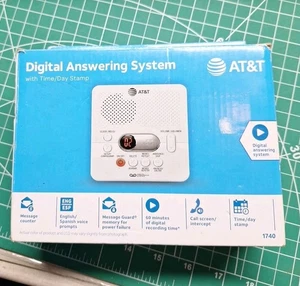 Sistema de contestador digital AT&T 1740 con sello de hora y día blanco  - Imagen 1 de 5