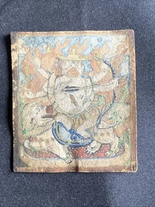 Ancient Mongolian Buddhist miniathure Tsakli Thangka Amulet Mongolia #5-5x6 - Picture 1 of 2