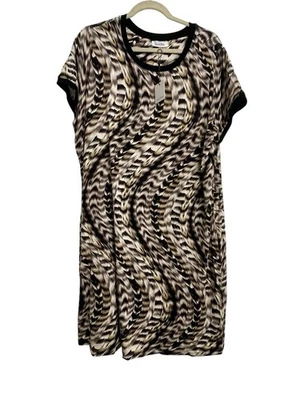 NEW Calvin Klein T-Shirt Dress Casual Women's Plus 1X Brown Black Neutral Soft - Image 1 of 4