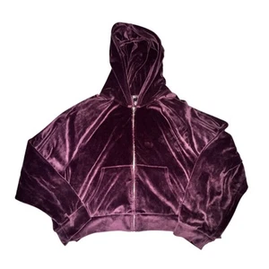 Victorias Secret Velour Jacket Women's Size L Purple Hooded Full Zip Embroidered - Bild 1 von 7