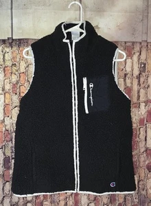 Champion Women’s Small High Pile Cozy Reversible Black Full Zip Sherpa Vest - Picture 1 of 8