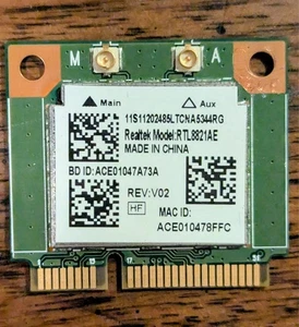 Realtek RTL8821AE 802.11AC 433 Mbps WiFi Bluetooth 4.0 Combo Half Mini PCI-e - Picture 1 of 1