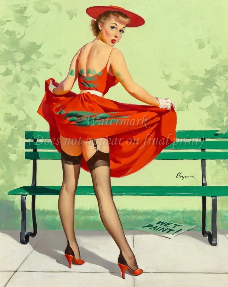 GIL ELVGREN Pin-Up Poster or Canvas Print "Lasting Impression" #140 - Image 1 of 1