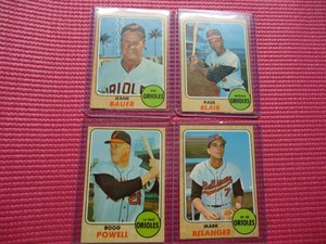 1968 TOPPS ORIOLES LOT HANH BAUER,BOOB POWELL,PAUL BLAIR,MARK BELANGER NICE