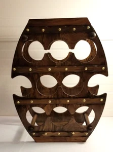 Vintage Wood Barrel Shaped Wine Rack 10 Bottle Wine Holder 16x9x21"H - Picture 1 of 18
