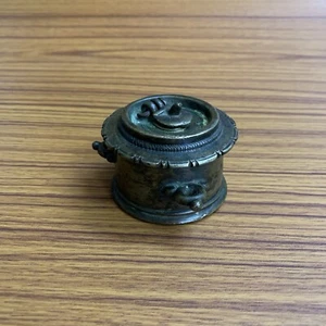 An old Hand Engraved Brass Ink Well Pot decorative & early, small or miniature - Picture 1 of 7