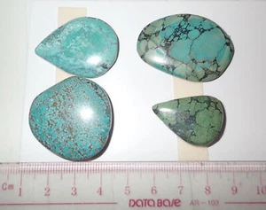 Turquoise Stone Flat Free Form Cabochon 123.5 Carat 4 pieces 24.7 gram - Picture 1 of 3