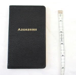 Graphic Image Address Book Pocket Size 3x5" Goatskin Leather Cover list$40 Black - Foto 1 di 10