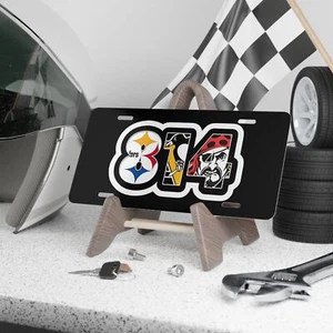 Placa de matrícula de tocador frontal con código de área Pittsburgh Sports Teams 814, negra - Imagen 1 de 8