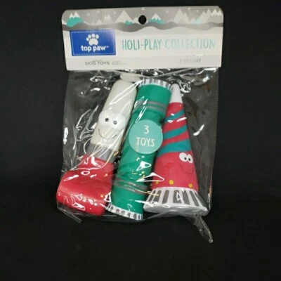 Top Paw Holi-Play Colección Celebración Mediano Vinilo Chirriante Juguetes para Perros (Paquete de 3) Foto 1 de 4