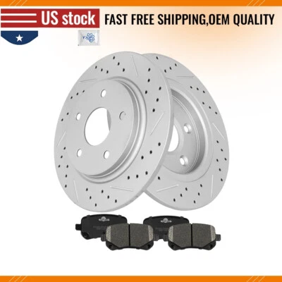 Rear Brake Rotors & Ceramic Pads For Dodge Grand Caravan Chrysler Town & Country - Image 1 of 4