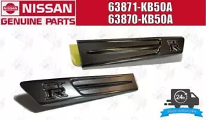 Juego de guardabarros frontal genuino NISSAN GT-R R35 emblema plateado puro derecha e izquierda - Imagen 1 de 20