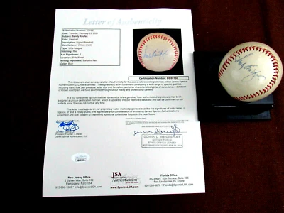 SANDY KOUFAX BROOKLYN DODGERS HOF SIGNED AUTO 1960-70 WILSON LL BASEBALL JSA LOA - Image 1 of 4