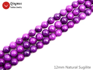 Cuentas sueltas redondas de sugilita natural púrpura de 12 mm para hacer joyas hágalo usted mismo 15" los820 - Imagen 1 de 6