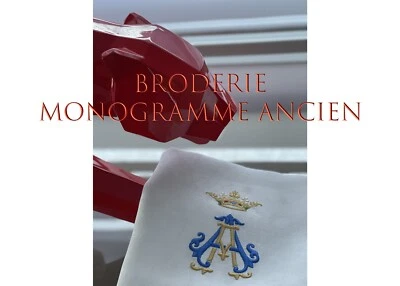 Antik’Etoffe, Torchon Ancien, Broderie Monogramme Sous Couronne Au Choix - Photo 1/4