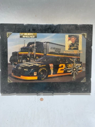 NASCAR Vintage Wood Wall Clock #2 Rusty Wallace Cover