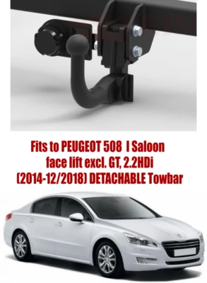 СЪЕМНЫЙ буксировочный трос для PEUGEOT 508 I Saloon 14-18 и 7-контактный комплект байпасного реле P022 - Изображение 1 из 4