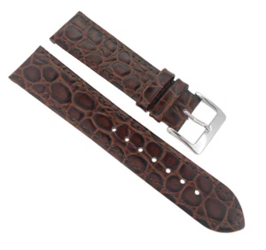 New Luxury Brown Crocodile Grain Watch Strap 18mm 20mm 22mm - Picture 1 of 4