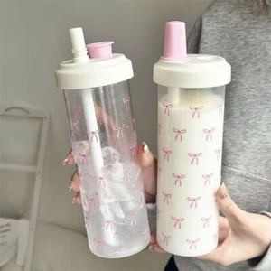 500ml Straw Cup Plastic Cup With Lid Straw Drinkware Plastic Cups Juice Milk - Picture 1 of 14