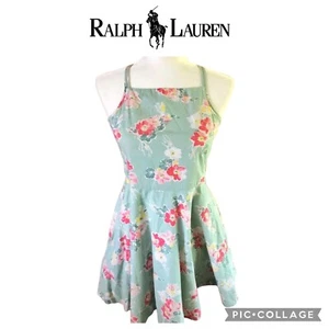 Polo Ralph Lauren girls Floral crisscross back Green halter Dress size 8 - Picture 1 of 11