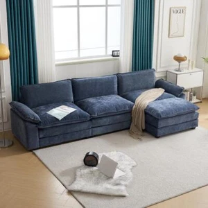 Modern Sectional Sofa Set L-Shaped Convertible Couch w/ Ottomans for Living Room - Picture 1 of 27