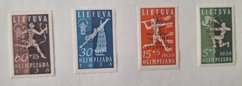 1938 Olympics - Lithuania - MH Set - Boy Scouts Jamboree Overprint Cover